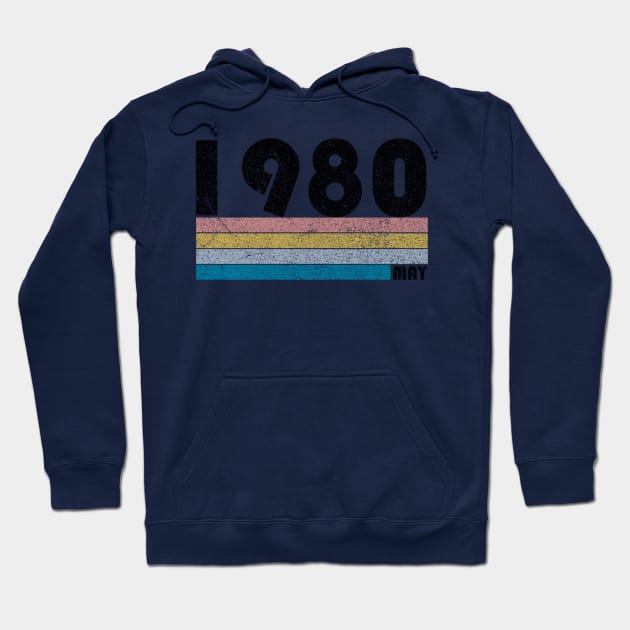 38th Birthday Gift Retro Born May of 1980 Hoodie by bummersempre66